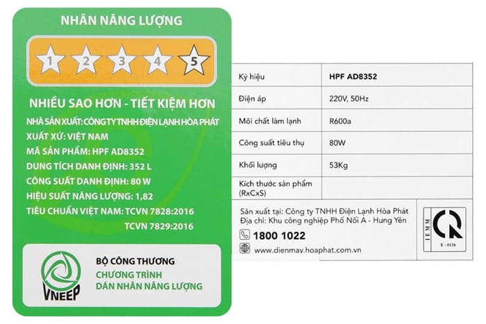 Tủ đông Hòa Phát Inverter 352 Lít HPF AD8352